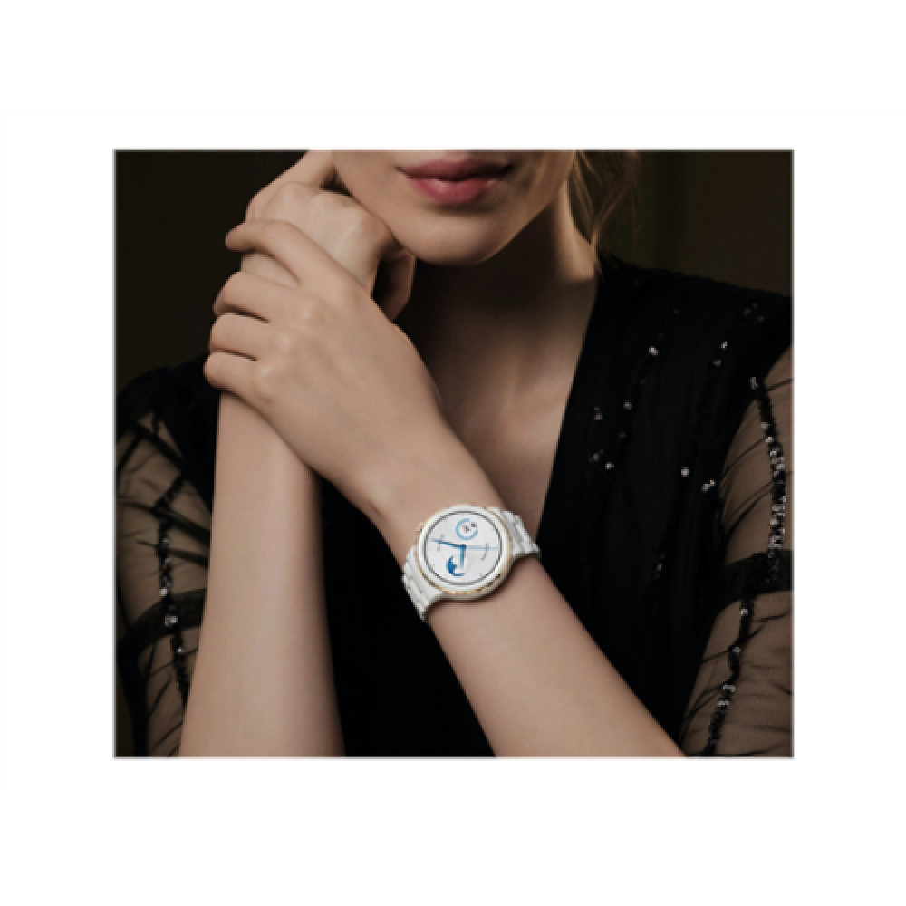 Huawei WATCH GT 3 Pro (43 mm) Smart watch GPS (satellite) AMOLED Touchscreen Activity monitoring 24/7 Waterproof Bluetooth Dustproof, Waterproof White Ceramic Case with White Ceramic Strap, Frigga-B19T