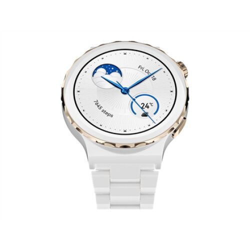 Huawei WATCH GT 3 Pro (43 mm) Smart watch GPS (satellite) AMOLED Touchscreen Activity monitoring 24/7 Waterproof Bluetooth Dustproof, Waterproof White Ceramic Case with White Ceramic Strap, Frigga-B19T