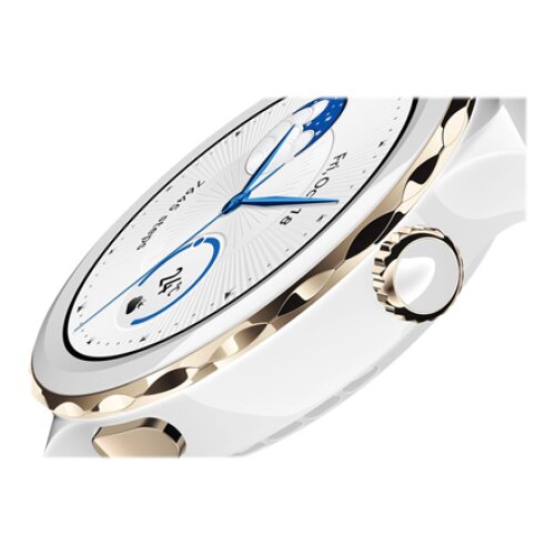 Huawei WATCH GT 3 Pro (43 mm) Smart watch GPS (satellite) AMOLED Touchscreen Activity monitoring 24/7 Waterproof Bluetooth Dustproof, Waterproof White Ceramic Case with White Ceramic Strap, Frigga-B19T