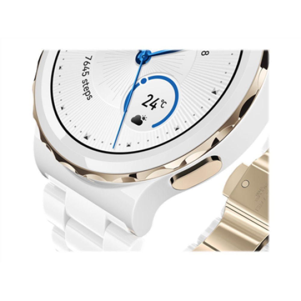 Huawei WATCH GT 3 Pro (43 mm) Smart watch GPS (satellite) AMOLED Touchscreen Activity monitoring 24/7 Waterproof Bluetooth Dustproof, Waterproof White Ceramic Case with White Ceramic Strap, Frigga-B19T