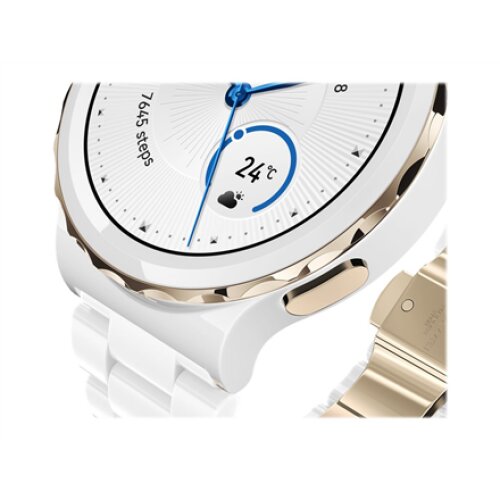 Huawei WATCH GT 3 Pro (43 mm) Smart watch GPS (satellite) AMOLED Touchscreen Activity monitoring 24/7 Waterproof Bluetooth Dustproof, Waterproof White Ceramic Case with White Ceramic Strap, Frigga-B19T