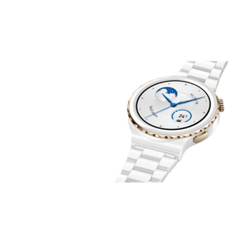 Huawei WATCH GT 3 Pro (43 mm) Smart watch GPS (satellite) AMOLED Touchscreen Activity monitoring 24/7 Waterproof Bluetooth Dustproof, Waterproof White Ceramic Case with White Ceramic Strap, Frigga-B19T