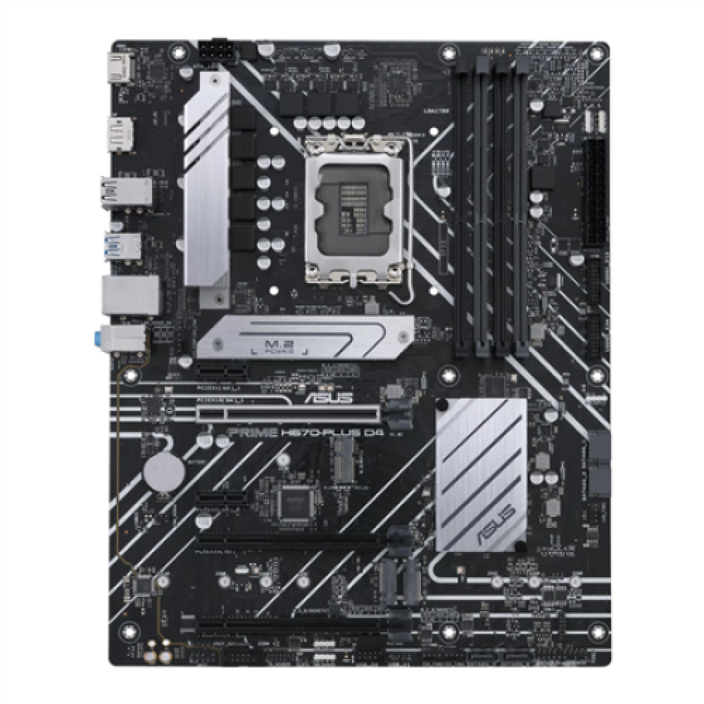 Asus PRIME H670-PLUS D4 Processor family Intel, Processor socket LGA1700, DDR4 DIMM, Memory slots 4, Supported hard disk drive interfaces SATA, M.2, Number of SATA connectors 4, Chipset Intel H670, ATX