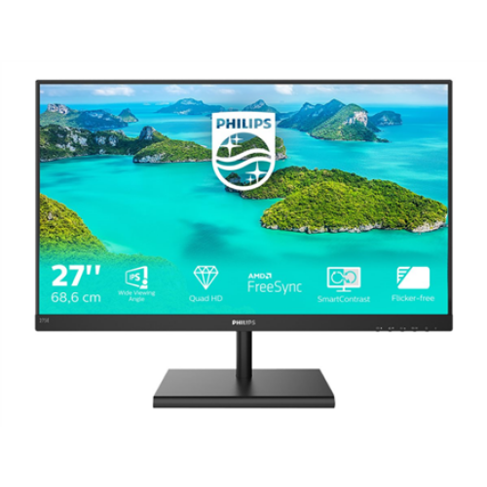 Philips , 275E1S/00 , 27 , IPS , QHD , 16:9 , 75 Hz , 4 ms , 2560 x 1440 pixels , 250 cd/m² , HDMI ports quantity 1 , Black
