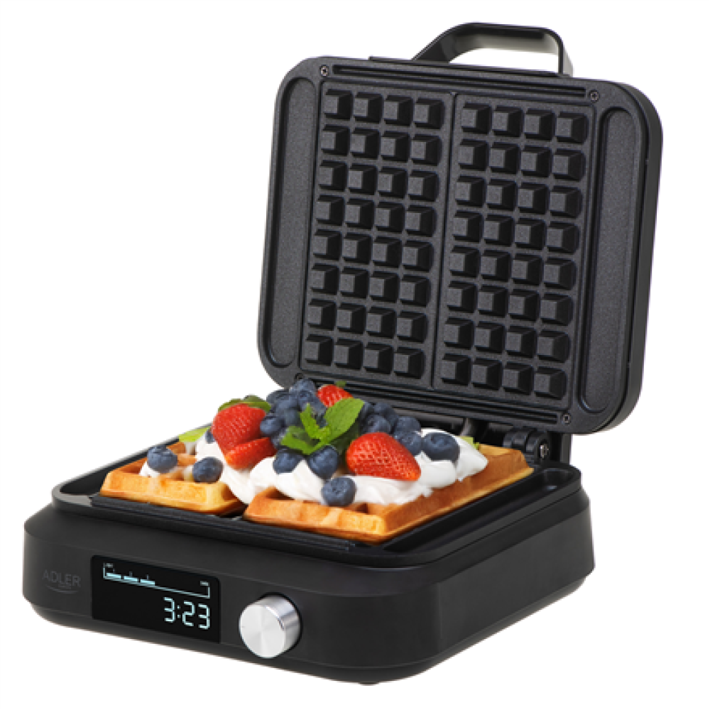 Adler Waffle Maker with LED Display , AD 3087 , 2200 W , Number of pastry 2 , Belgium , Black