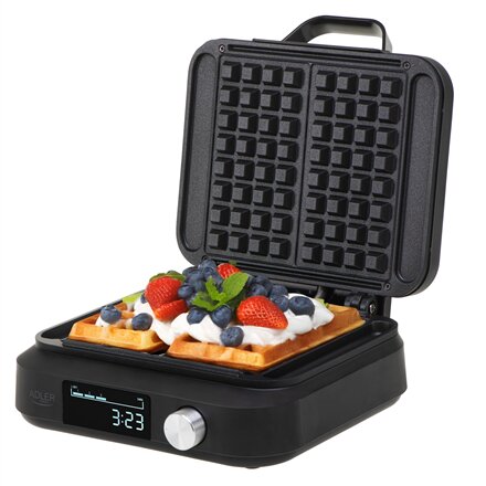 Adler Waffle Maker with LED Display , AD 3087 , 2200 W , Number of pastry 2 , Belgium , Black