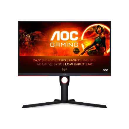 AOC , Monitor , 25G3ZM/BK , 24.5 , VA , FHD , 16:9 , 240 Hz , 1 ms , 1920 x 1080 , 300 cd/m² , HDMI ports quantity 2 , Black/Red , Warranty 36 month(s)