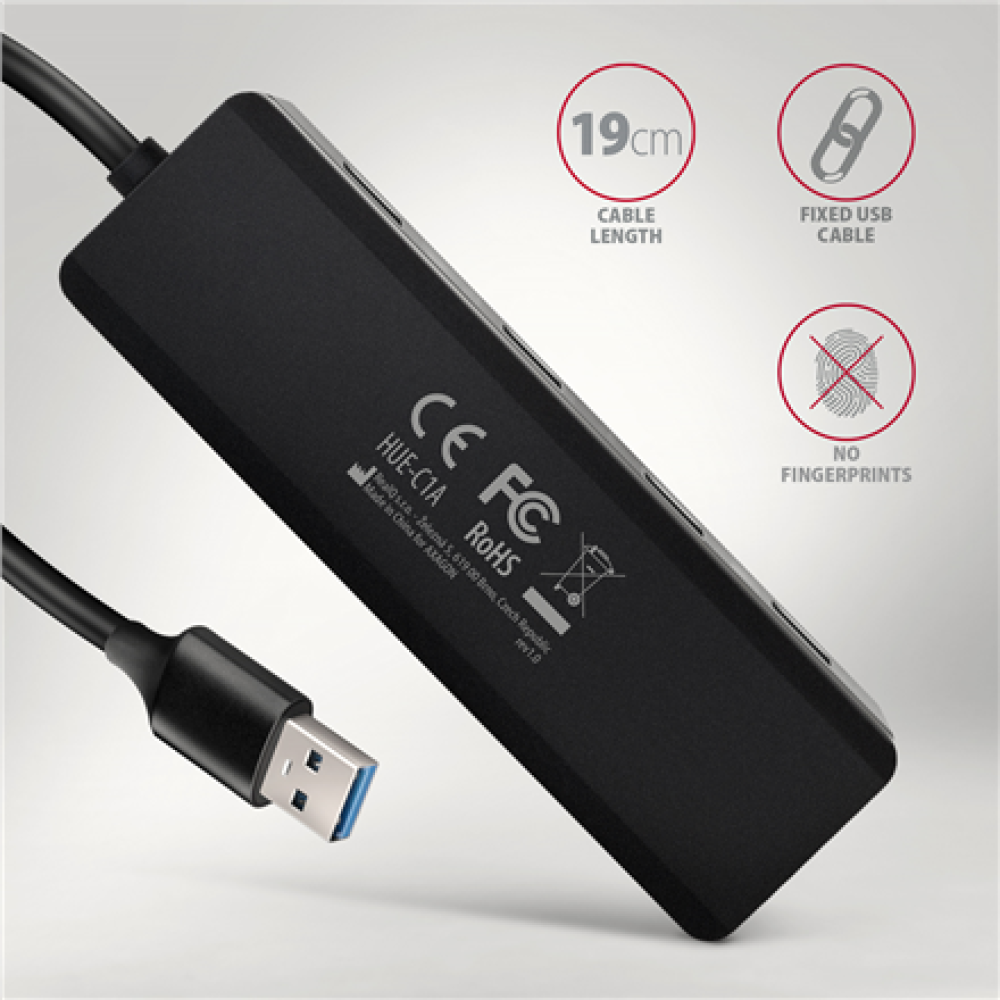 AXAGON Travel four-port USB-A 5Gbps hub , HUE-C1A
