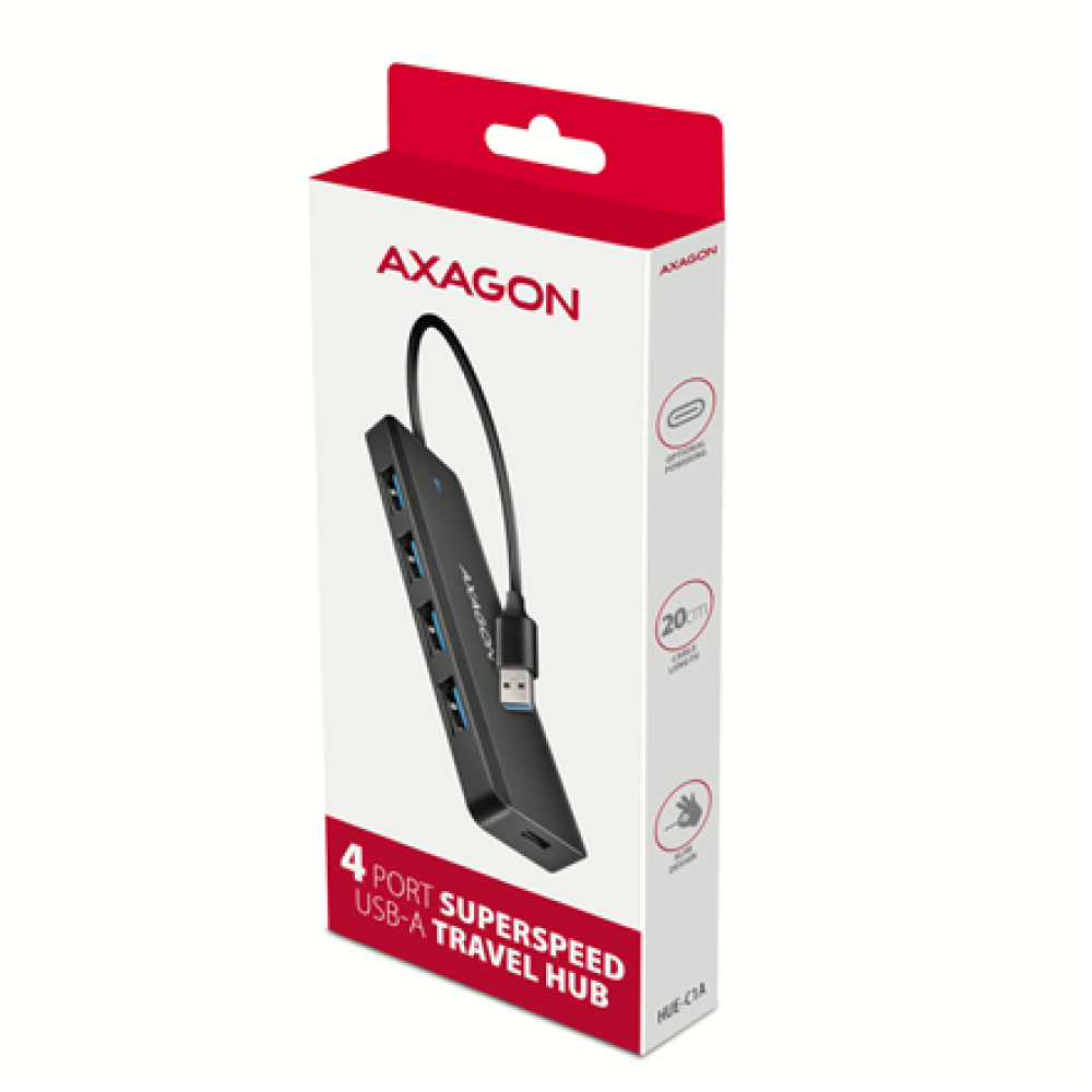 AXAGON Travel four-port USB-A 5Gbps hub , HUE-C1A