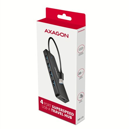 AXAGON Travel four-port USB-A 5Gbps hub , HUE-C1A