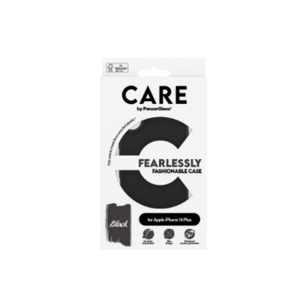 CARE by PanzerGlass Case Fashion , Back protection , Apple , iPhone 16 Plus , Recycled plastic , Black