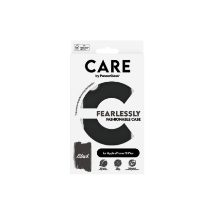 CARE by PanzerGlass Case Fashion , Back protection , Apple , iPhone 16 Plus , Recycled plastic , Black