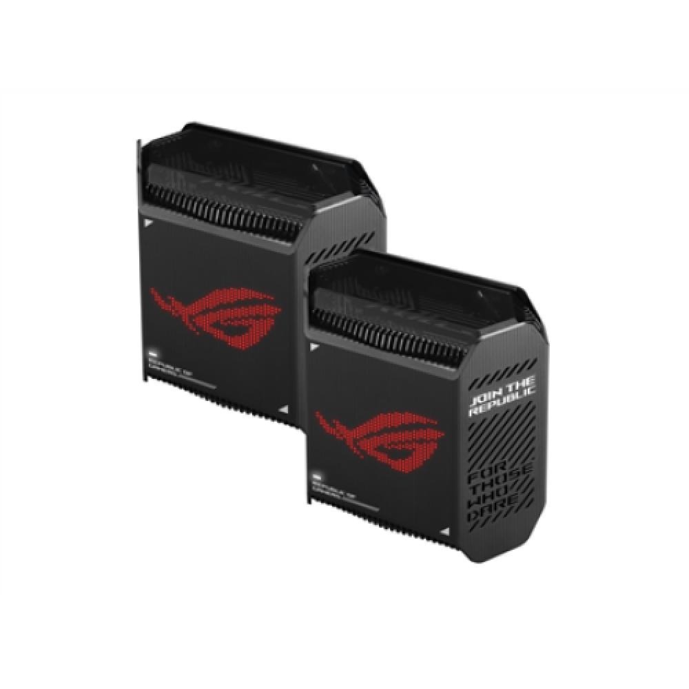 Wifi 6 802.11ax Tri-band Gigabit Gaming Mesh System , GT6 ROG Rapture (2-Pack) , 802.11ax , 574+4804+4804 Mbit/s , 10/100/1000 Mbit/s , Ethernet LAN (RJ-45) ports 3 , Mesh Support Yes , MU-MiMO Yes , No mobile broadband , Antenna type Internal
