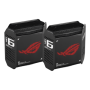 Wifi 6 802.11ax Tri-band Gigabit Gaming Mesh System , GT6 ROG Rapture (2-Pack) , 802.11ax , 574+4804+4804 Mbit/s , 10/100/1000 Mbit/s , Ethernet LAN (RJ-45) ports 3 , Mesh Support Yes , MU-MiMO Yes , No mobile broadband , Antenna type Internal