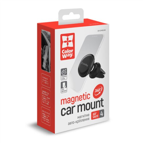 ColorWay , Air Vent-4 , Magnetic Car Holder For Smartphone , Adjustable , Magnetic , Black , Car air duct deflector mount. The non-slip surface of the holder pads will protect the dashboard from damage and scratches and prevent the possibility of slipping