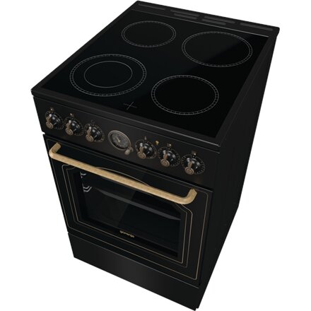 Gorenje Cooker , GECS5B70CLB , Hob type Vitroceramic , Oven type Electric , Black , Width 50 cm , Depth 59.4 cm , Energy efficiency class A , 70 L