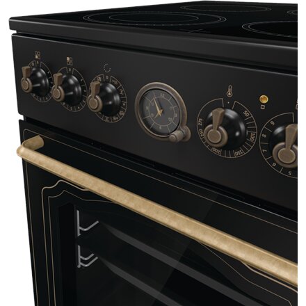 Gorenje Cooker , GECS5B70CLB , Hob type Vitroceramic , Oven type Electric , Black , Width 50 cm , Depth 59.4 cm , Energy efficiency class A , 70 L