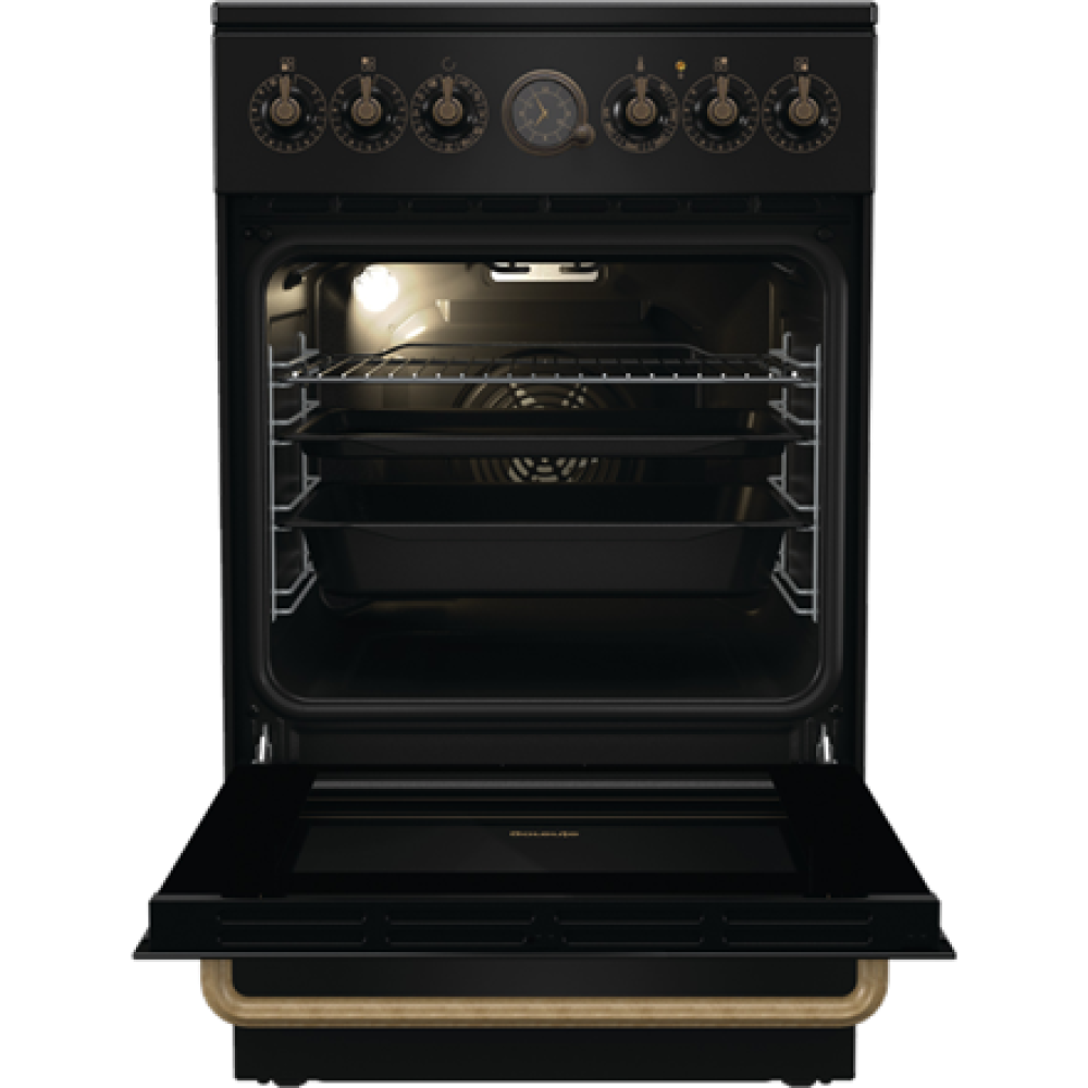Gorenje Cooker , GECS5B70CLB , Hob type Vitroceramic , Oven type Electric , Black , Width 50 cm , Depth 59.4 cm , 70 L