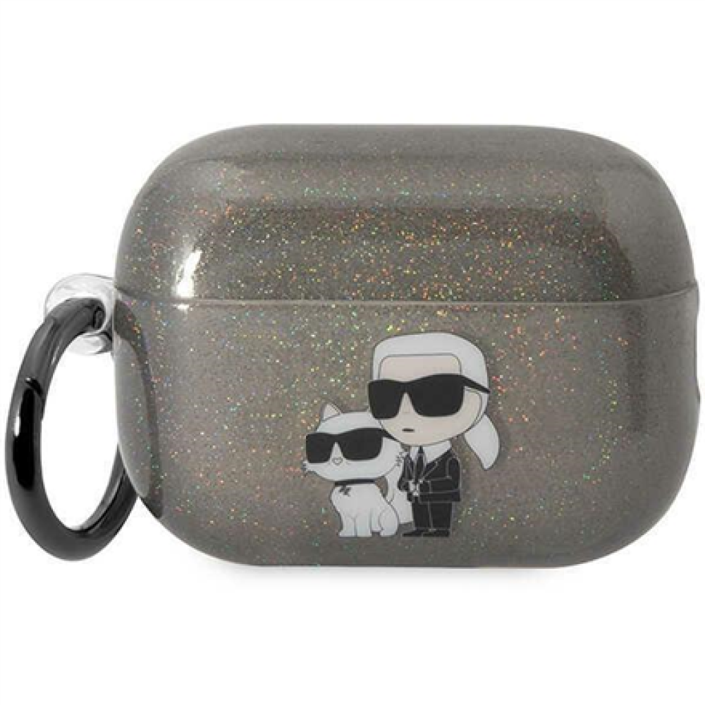 Apple AirPods Pro 2, Glitter Karl&Choupette Earphone Case , KLAP2HNKCTGK , Black , TPU/PC