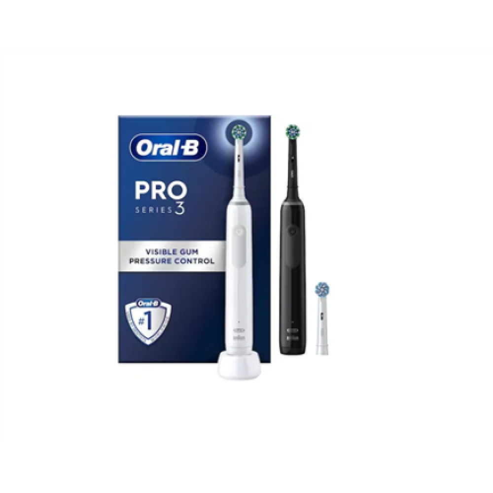 Oral-B Electric Toothbrush , Pro3 3900N , Rechargeable , For adults , Number of brush heads included 3 , Number of teeth brushing modes 3 , White/Black