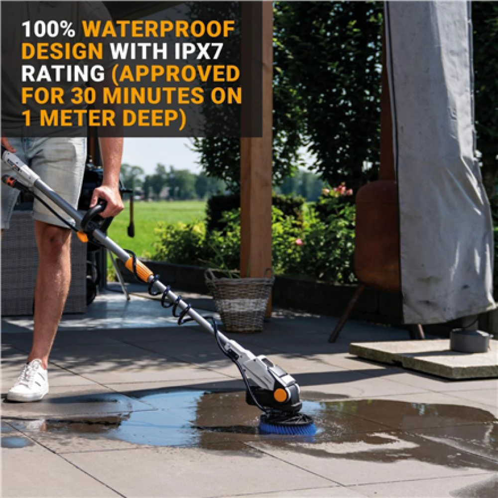 Batavia B.V. 18V Twin Brush - Cordless Brushless Telescopic Power Scrubber, Without Battery and Charger , IPX7