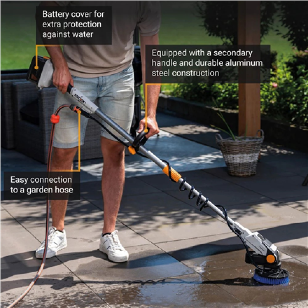 Batavia B.V. 18V Twin Brush - Cordless Brushless Telescopic Power Scrubber, Without Battery and Charger , IPX7