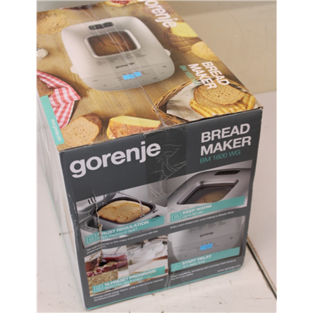 SALE OUT. Gorenje , Bread maker , BM1600WG , Power 850 W , Number of programs 16 , Display LCD , White/Silver , DAMAGED PACKAGING