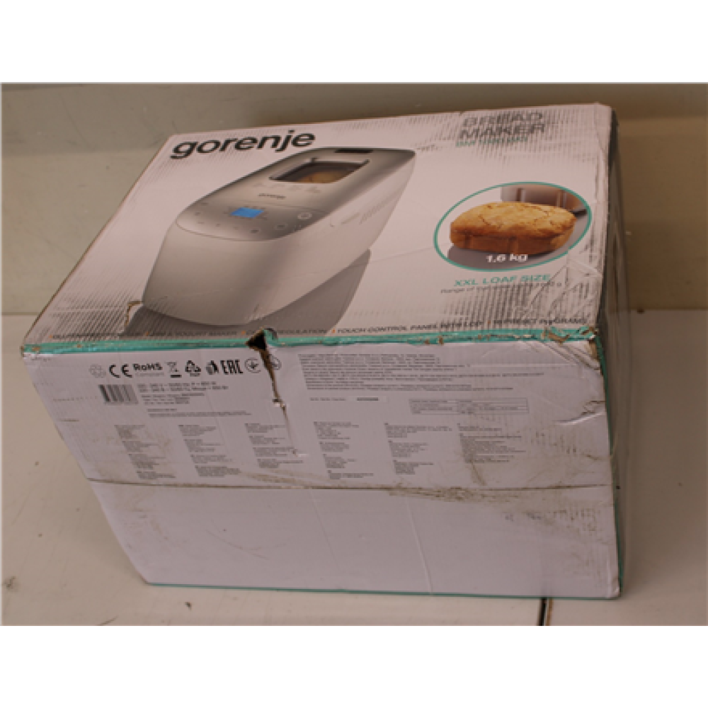 SALE OUT. Gorenje , Bread maker , BM1600WG , Power 850 W , Number of programs 16 , Display LCD , White/Silver , DAMAGED PACKAGING