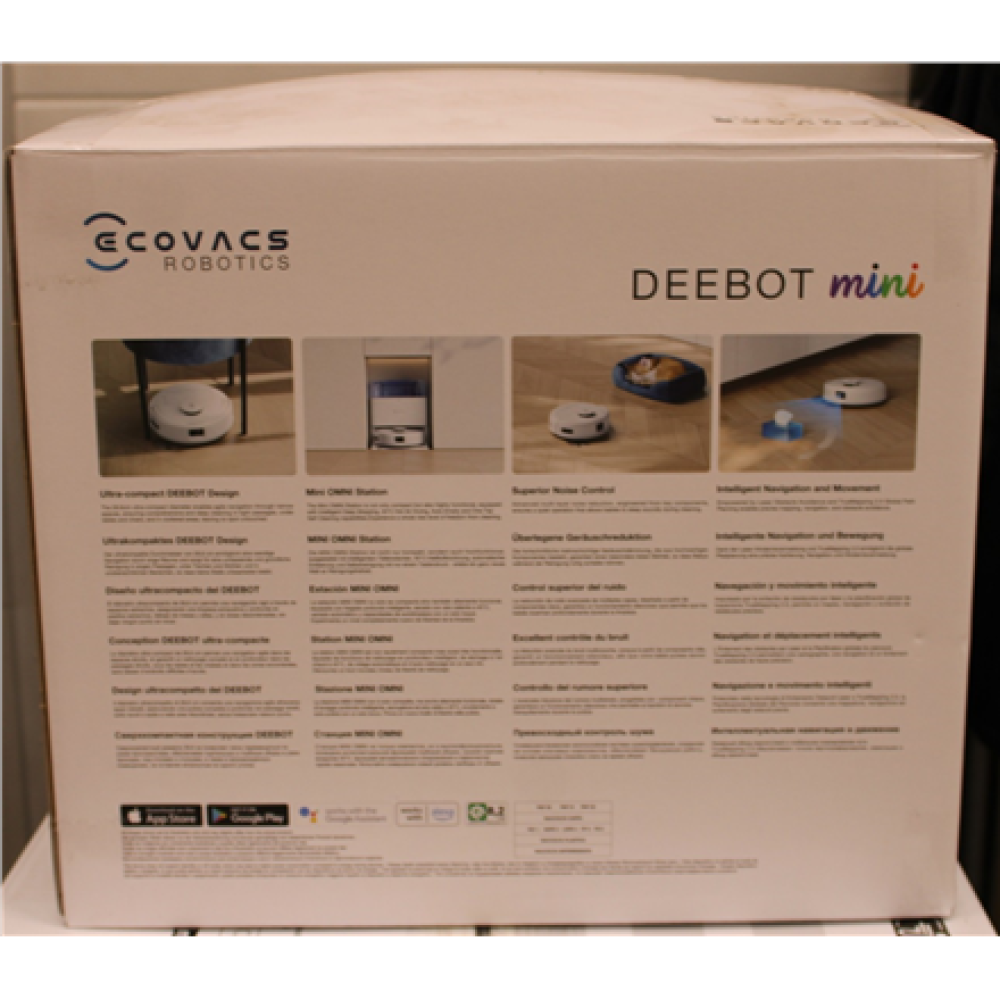 SALE OUT. Ecovacs DEEBOT mini Vacuum cleaner, Robot, Wet&Dry, ZeroTangle Technology, Agile Navigation, White/Blue + Auto-empty station , Ecovacs Robotic Vacuum Cleaner , DEEBOT mini BLUE , Wet&Dry , Li-ion , 3200 mAh , Dust capacity 1.8 L , 8000 P