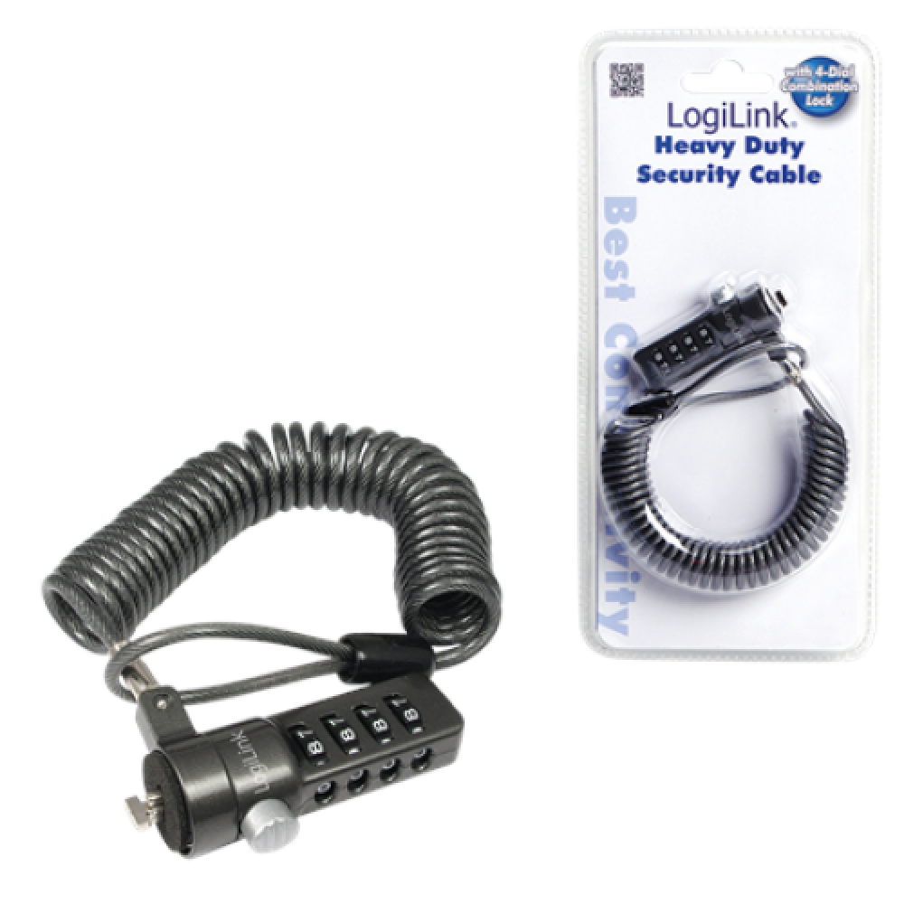 Logilink NBS004, Notebook Coil Cable Lock, black