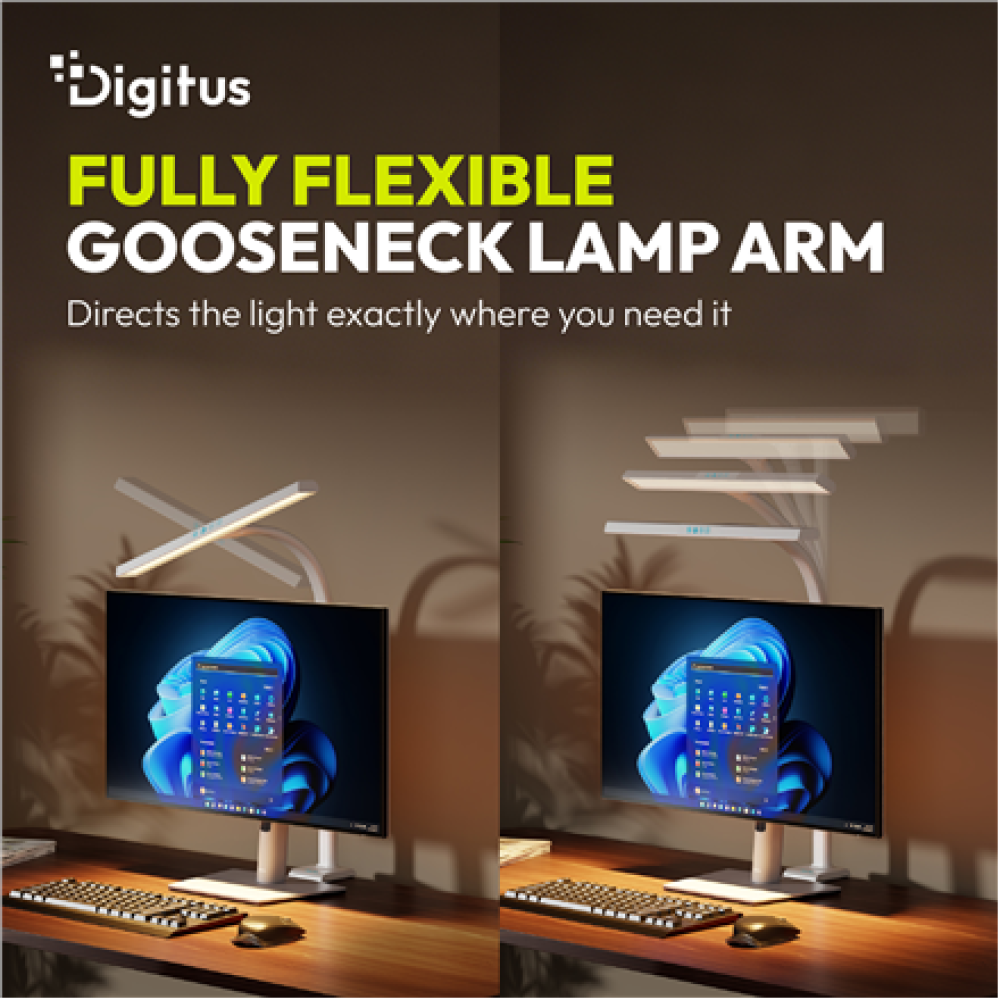Digitus LED Desk Lamp, 50 cm, White , DA-90491 , 1025 lm , 7 W , 3000-6500 K , Warm to cold white light , LED lamp , 10 V