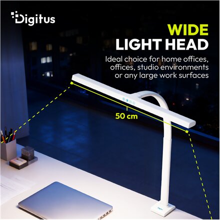 Digitus LED Desk Lamp, 50 cm, White , DA-90491 , 1025 lm , 7 W , 3000-6500 K , Warm to cold white light , LED lamp , 10 V