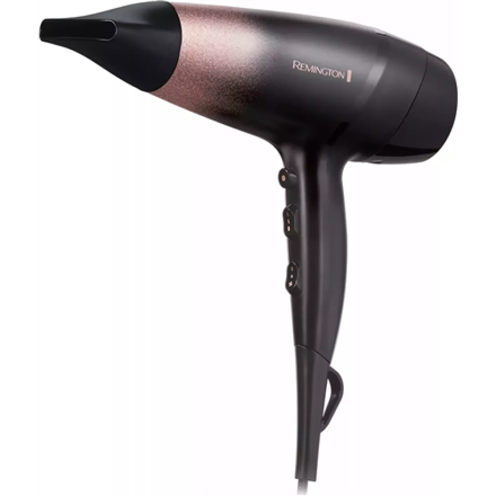 Remington Hair Dryer , D5305 Rose Shimmer , 2200 W , Number of temperature settings 3 , Ionic function , Diffuser nozzle , Black/Rose