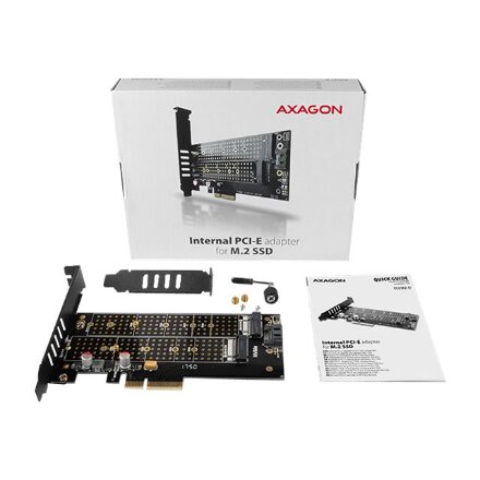 AXAGON PCI-Express x4 adapter to connect up to two M.2 disks to a computer , PCEM2-D