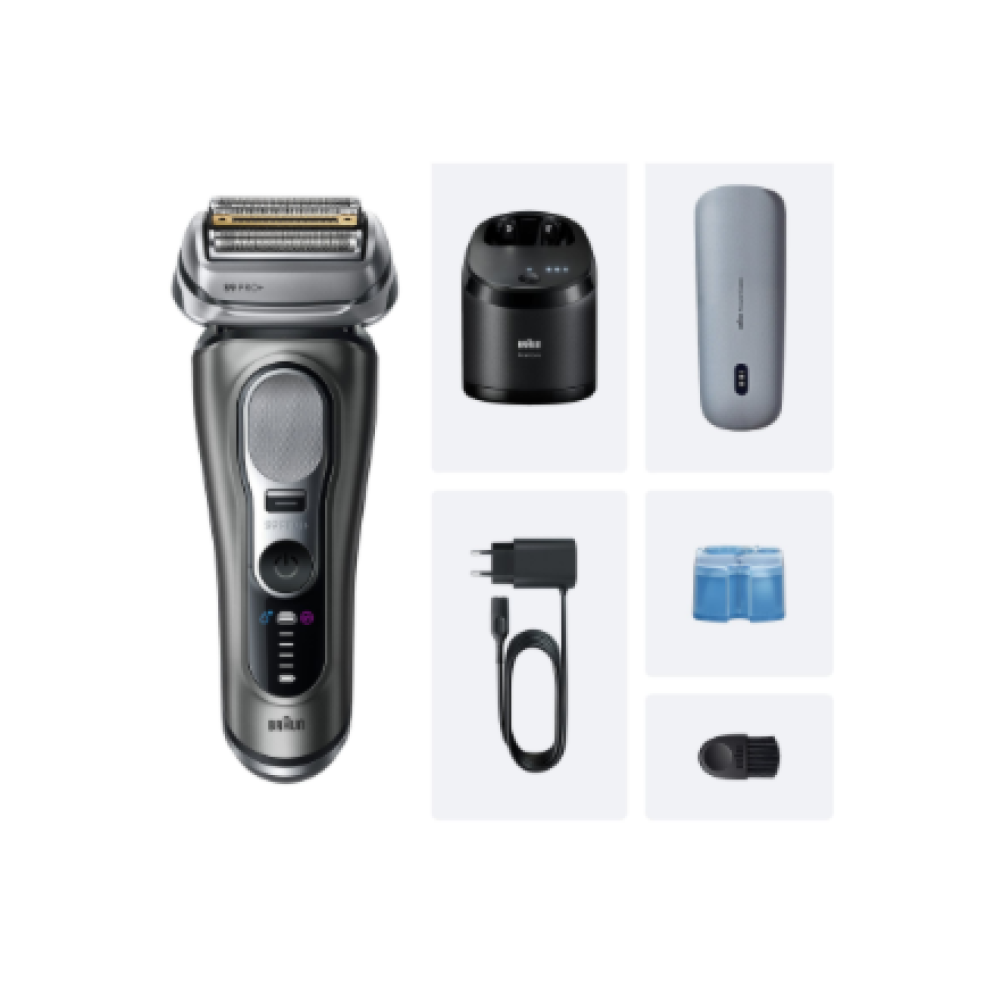 Braun Shaver , Series 9 Pro+ 9675cc , Operating time (max) 60 min , Wet & Dry , Lithium Ion , Grey