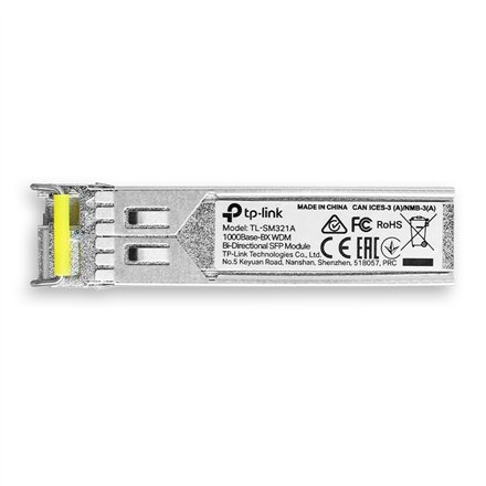 TP-LINK , 1000 Base-BX WDM Bi-Directional SFP Module , TL-SM321A-2 , 9/125 μm SMF (Single-Mode Fiber) , 9/125 μm SMF (Single-Mode Fiber)