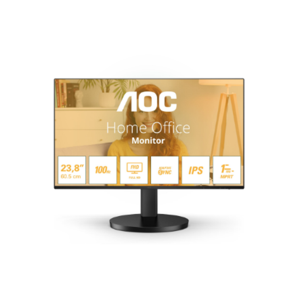 AOC 24B3HA2 , 23.8 , IPS , 16:9 , 100 Hz , 1 ms , 1920 x 1080 pixels , 250 cd/m² , HDMI ports quantity 1 , Black , Warranty 36 month(s)