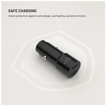 Fixed Dual USB-C Car Charger, 65W, PD 3.0
