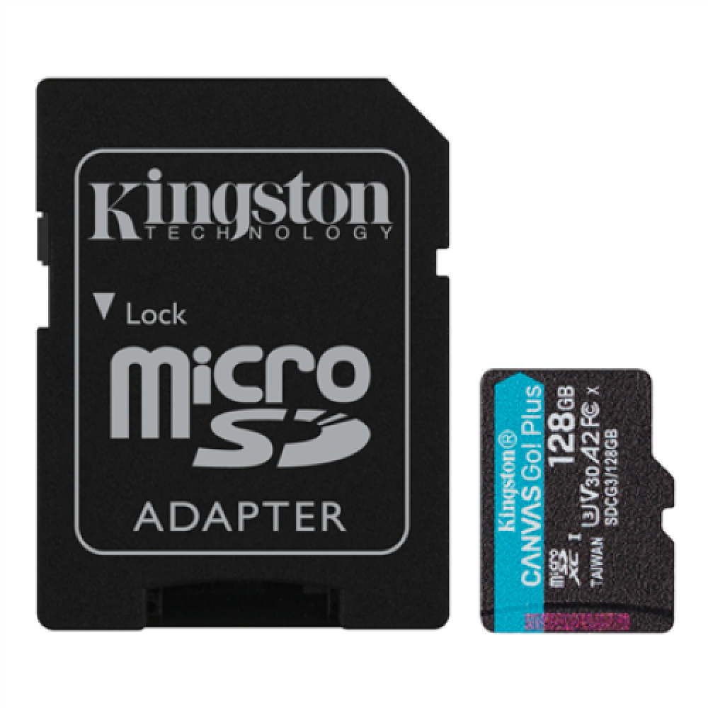 Kingston , microSD , Canvas Go! Plus , 128 GB , MicroSD , Flash memory class 10 , SD Adapter