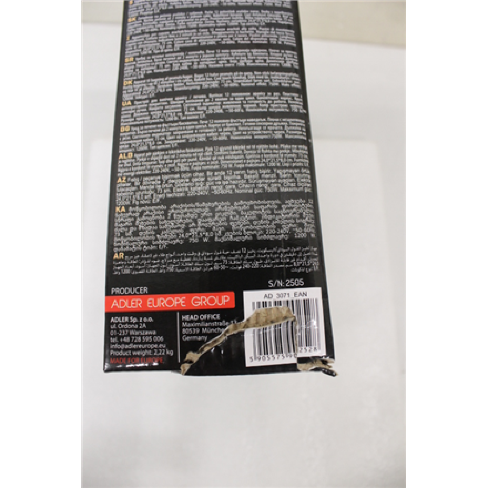 SALE OUT. Adler Nut Cookie Maker , AD 3071 , 750 W , Number of pastry 12 , Nuts , Black , DAMAGED PACKAGING