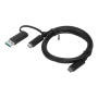 1m, Hybrid USB-C with USB-A Cable , Black