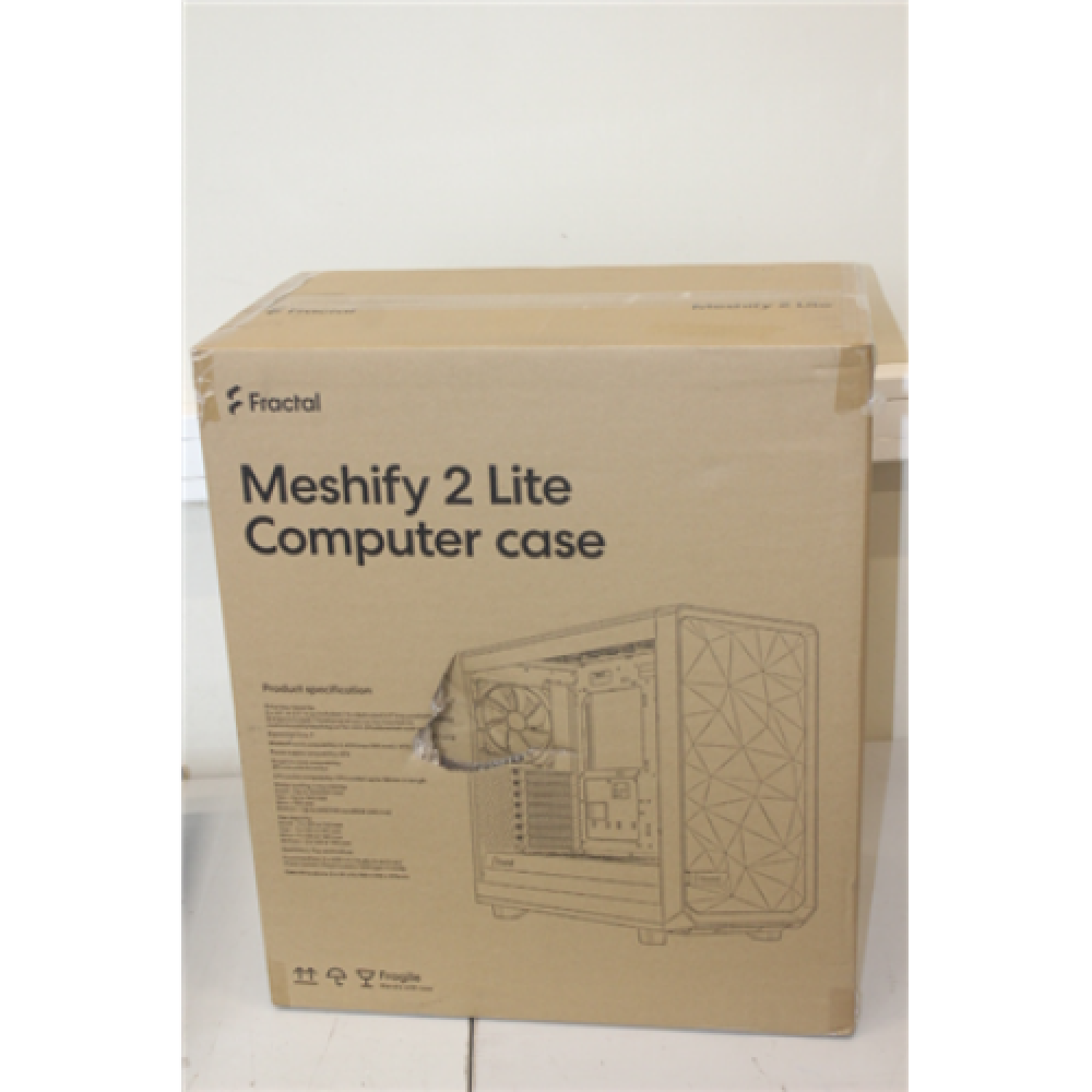 SALE OUT. Fractal Design Meshify 2 Lite Black TG Light tint Fractal Design Meshify 2 Lite TG Light Tint Black, E-ATX, DAMAGED PACKAGING, Power supply included No