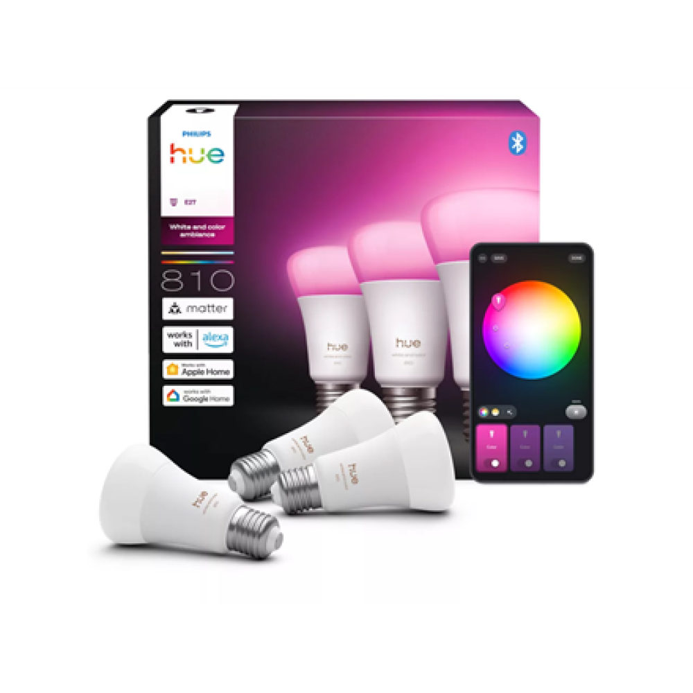 Philips Hue WCA 810 A60 3P EU , E27 , 6 W , Bluetooth, Zigbee