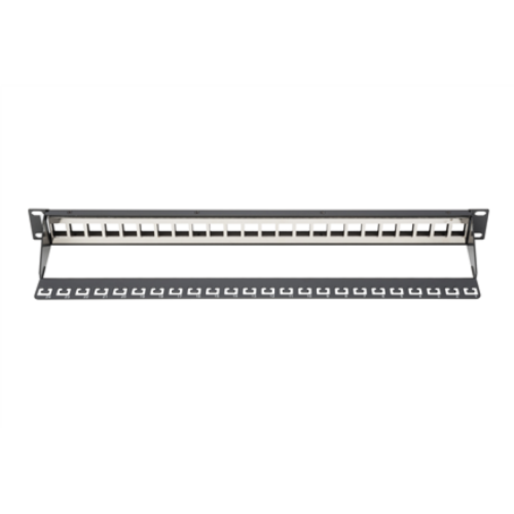 Digitus , Modular Patch Panel , DN-91411 , Black , Layout Keystone Entry: Straight; Area of application: 483 mm (19) cabinet; Suitable for 483 mm (19) cabinet mounting; Housing material: 1.5 mm SPCC cold rolled stell sheet, powder-coated; Ports: 24