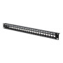 Digitus , Modular Patch Panel , DN-91411 , Layout Keystone Entry: Straight; Area of application: 483 mm (19) cabinet; Suitable for 483 mm (19) cabinet mounting; Housing material: 1.5 mm SPCC cold rolled stell sheet, powder-coated; Ports: 24 , Black