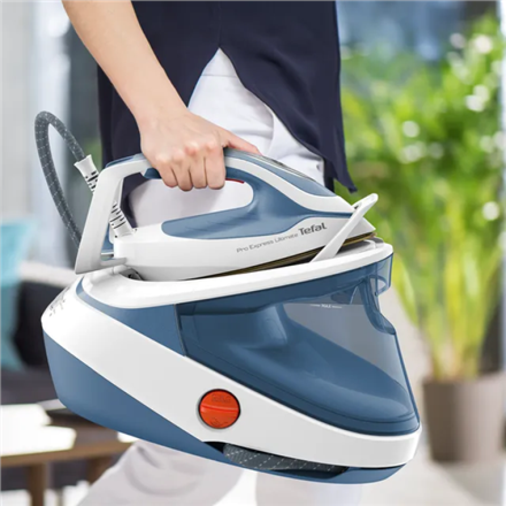 TEFAL , Steam Station Pro Express , GV9710E0 , 3000 W , 1.2 L , 7.6 bar , Auto power off , Vertical steam function , Calc-clean function , White/Blue