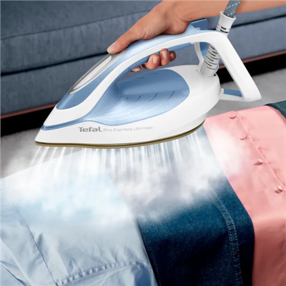 TEFAL , Steam Station Pro Express , GV9710E0 , 3000 W , 1.2 L , 7.6 bar , Auto power off , Vertical steam function , Calc-clean function , White/Blue