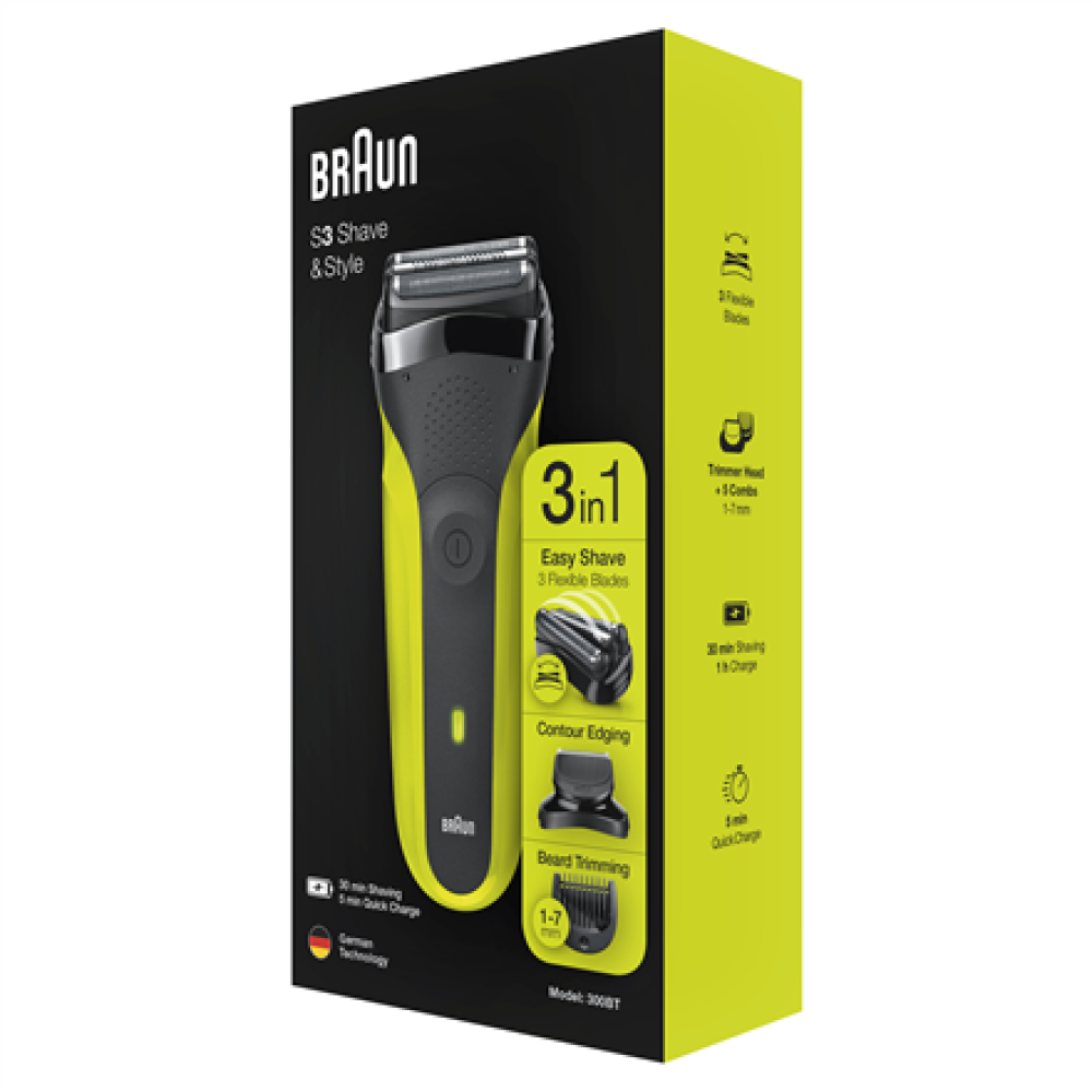 Braun , Shaver , 300BT Shave&Style , Operating time (max) 30 min , Black/Green