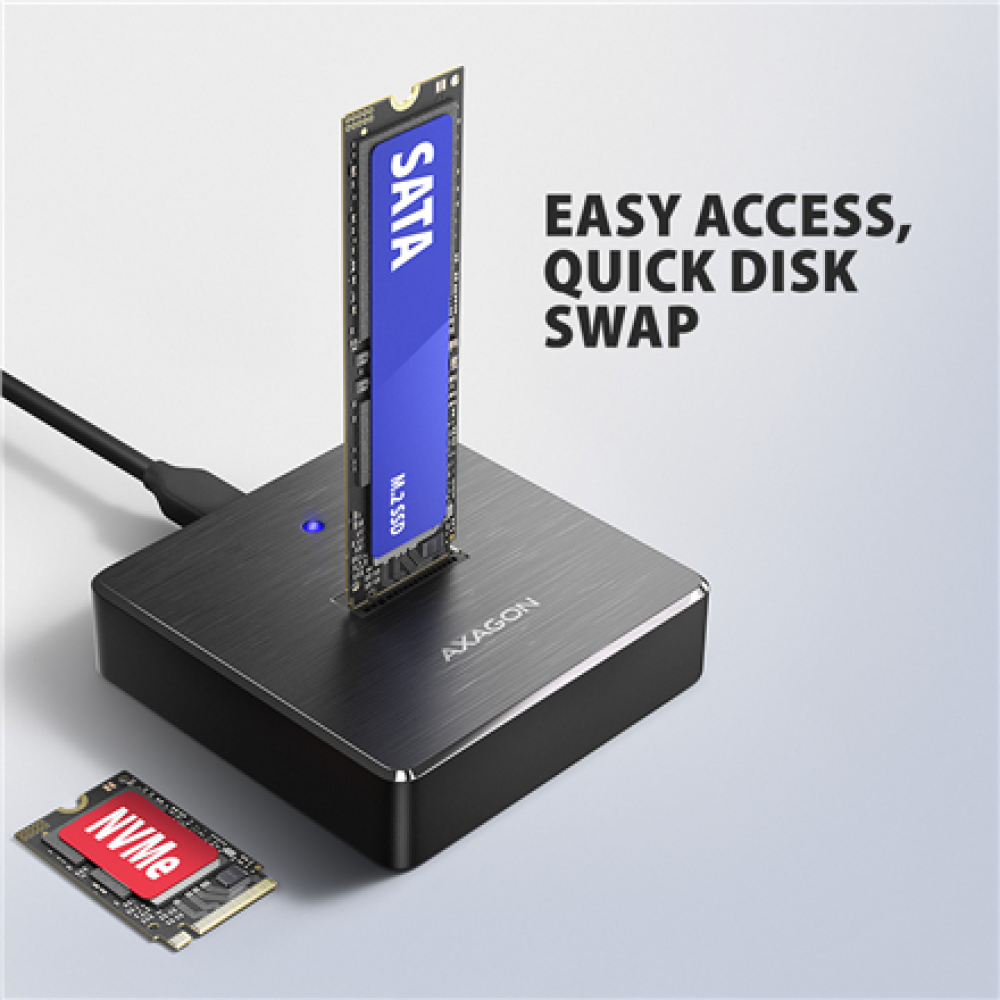 AXAGON , USB-C 10Gbps docking station for M.2 NVMe/SATA SSD , ADSA-M2C11