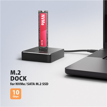 AXAGON , USB-C 10Gbps docking station for M.2 NVMe/SATA SSD , ADSA-M2C11